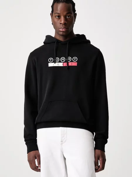 Tommy Jeans hanorac cu glugă pentru bărbați negru