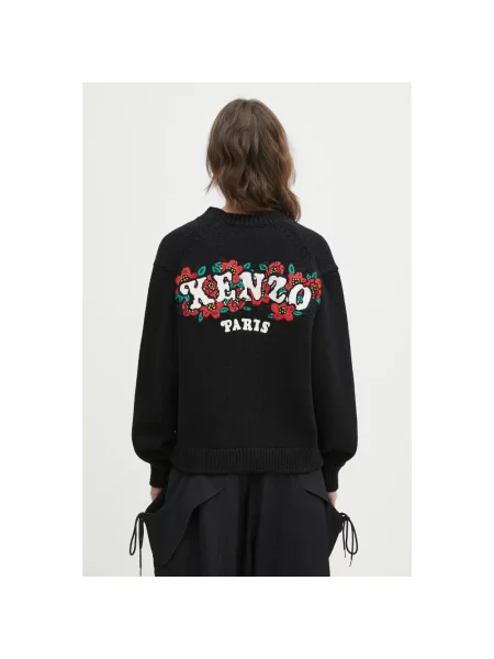 Haftowany kardigan Kenzo czarny