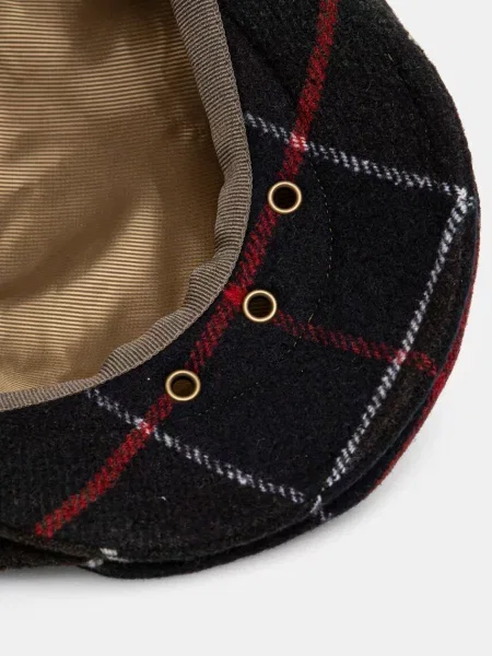 Czapka typu flat cap z opaską na kapelusz detal: Barbour zielona