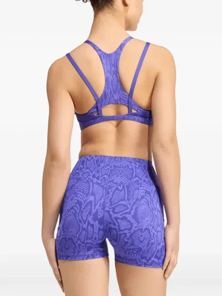 Pantaloni sport Adidas de catifea cu imagine cu model piele de șarpe violet
