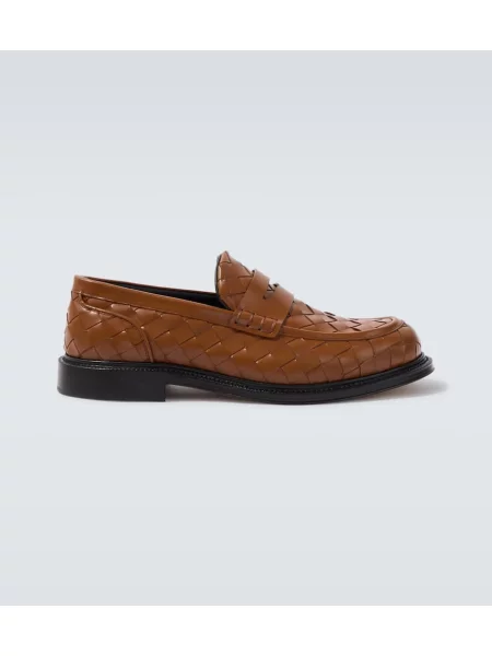 Pantofi loafer Bottega Veneta din piele maro