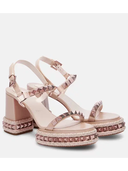 Sandale Christian Louboutin din piele cu platformă bej
