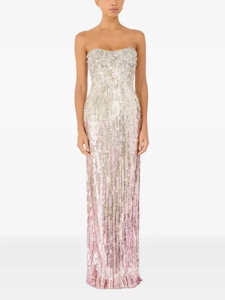 Maksi sukienka maxi Jenny Packham garniturowa szara