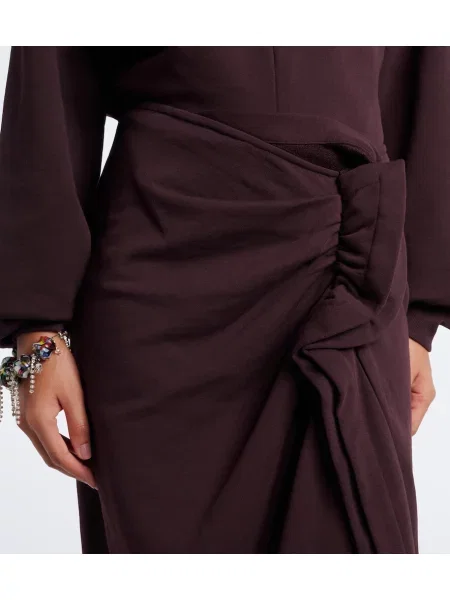 Fustă midi Dries Van Noten cu volane din jerseu