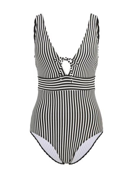 S.Oliver Costum de baie întreg negru alb