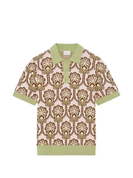 Tricou polo Drole De Monsieur cu model floral tricotate