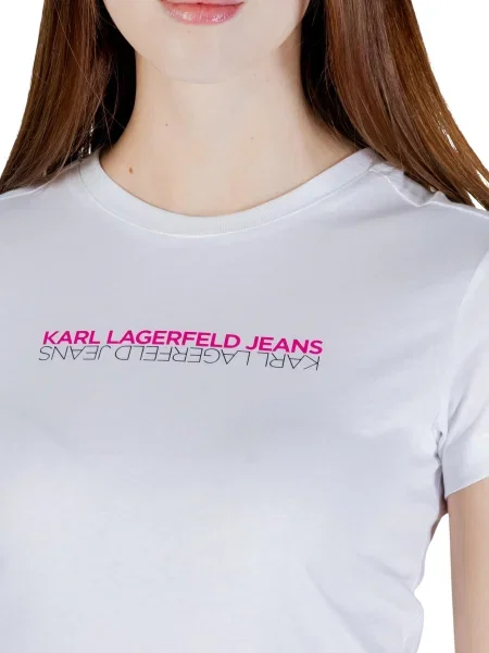 KARL LAGERFELD JEANS Majica roza bela črna