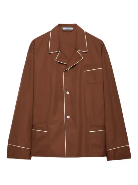 Długa koszula Prada z kieszeniami na rękawach brązowa