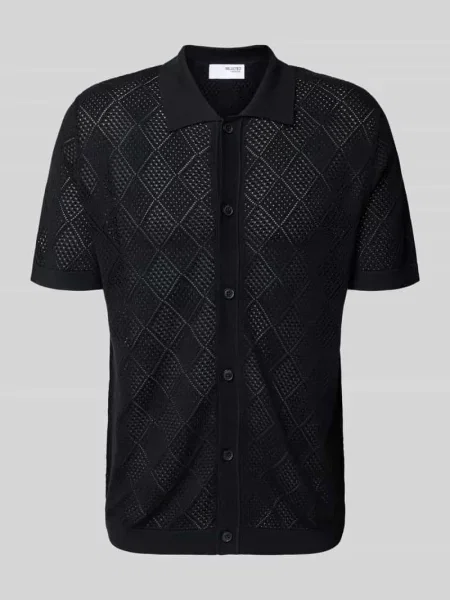 Kardigan o kroju regular fit z dzianiny z czystej bawełny model ‘ARCO’ Selected Homme czarny