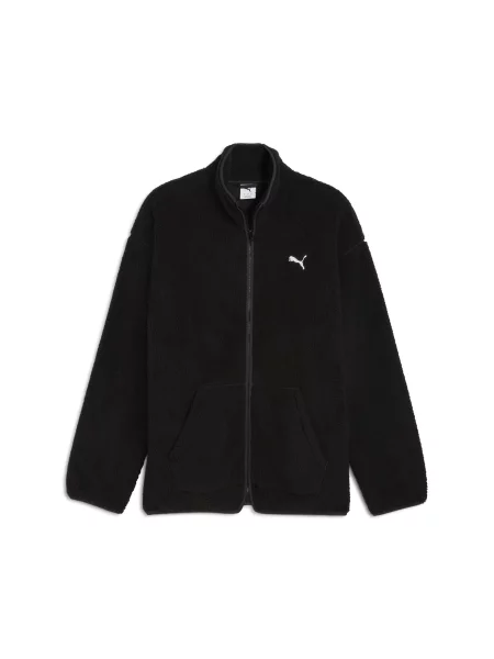 Rozpinana bluza typu sherpa Essentials Elevated na zimę o luźnym kroju czarna