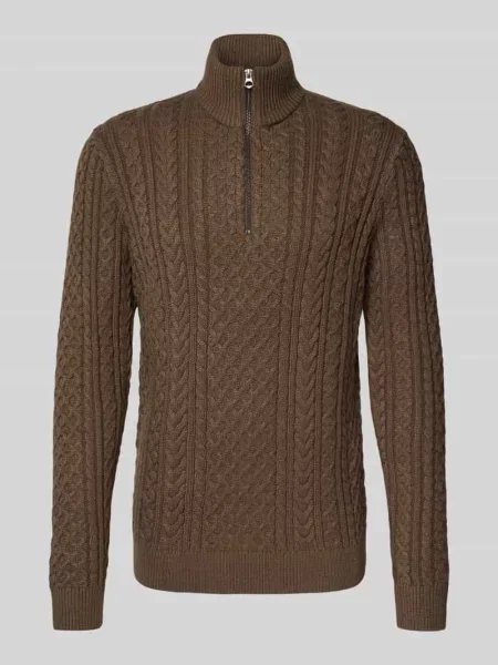 Sweter z dzianiny z prążkowanymi wykończeniami model ‘BLUSEAN’ Jack & Jones Premium