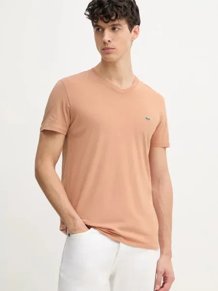 Тениска Lacoste с изчистен дизайн розово