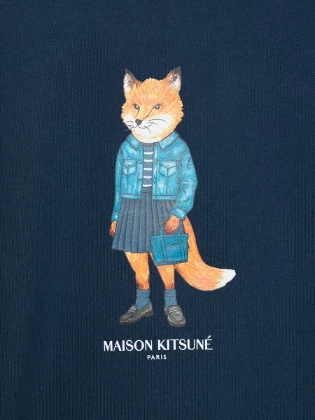 Hanorac Maison Kitsune cu imagine albastru