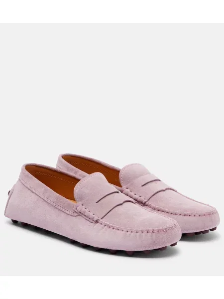 Pantofi loafer Tod's din piele de căprioară violet