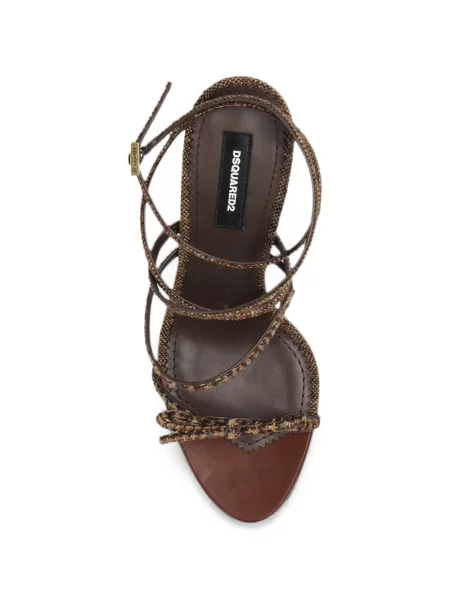 Klasične sandale Dsquared2 s mašnom karirane smeđa