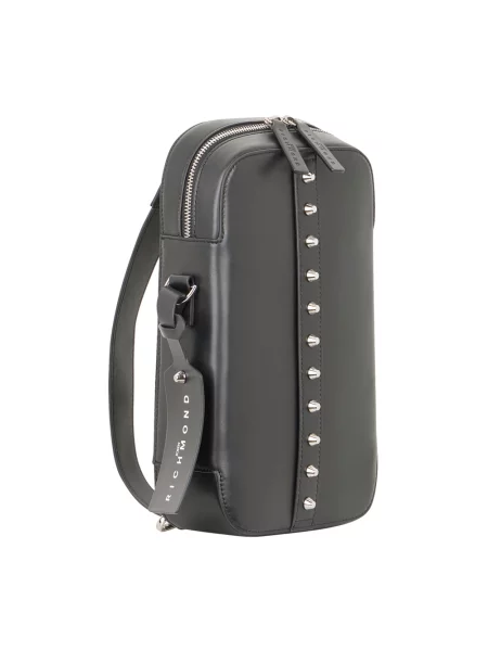 Torba crossbody John Richmond skórzana z ćwiekami czarna