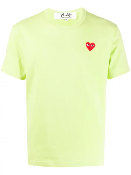 Tricou Comme Des Garcons Play cu broderie cu decolteu rotund cu motiv cu inimi verde
