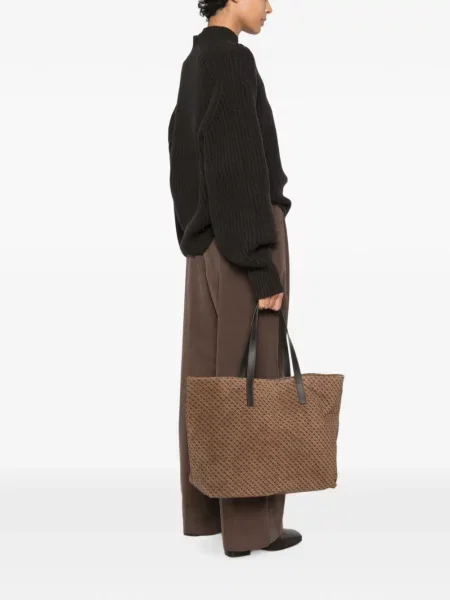 Geantă shopper Gherardini din piele cu imagine maro