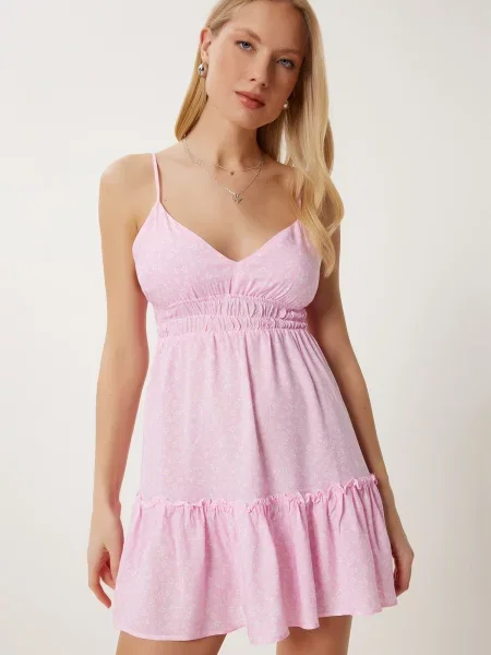 Happiness İstanbul Rochie de vară roz deschis alb