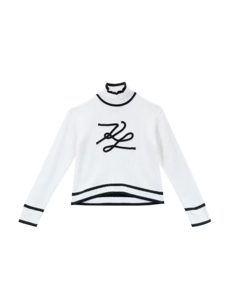 Sweter Karl Lagerfeld wełniany z logo biały