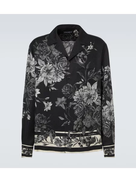 Svilena srajca Dolce&gabbana s cvetličnim vzorcem črna