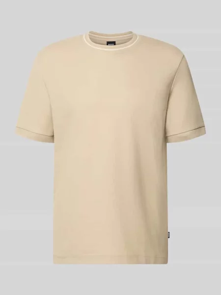 T-shirt z czystej bawełny w kroju regular fit model Boss beżowa