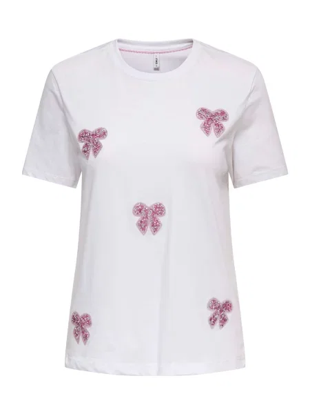 ONLY Tricou ONLKITA roz / rosé / argintiu alb