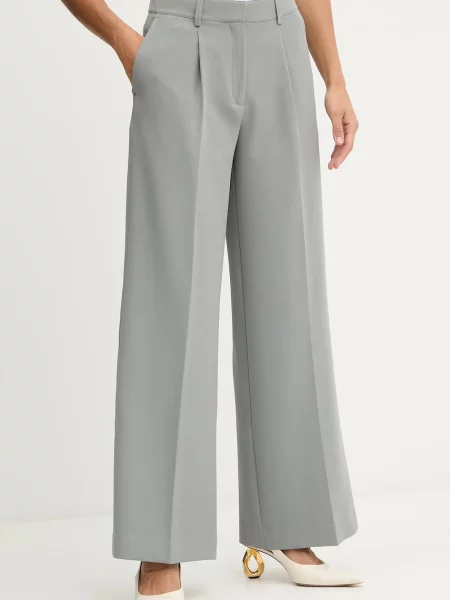 BOSS Orange pantaloni drept high waist gri