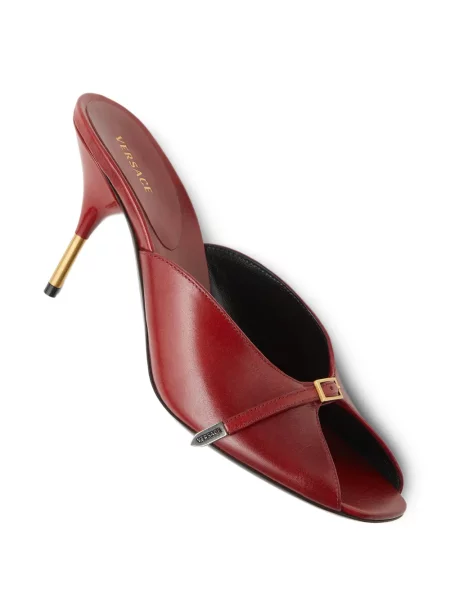 Papuci tip mules Versace din piele roșu