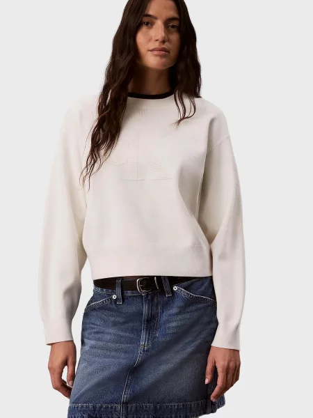 Свитер Calvin Klein с лого белый