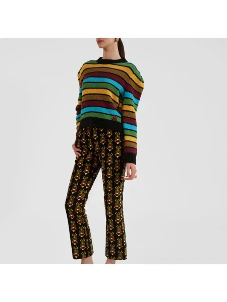 Sweter La Doublej wełniany w paski z paskiem