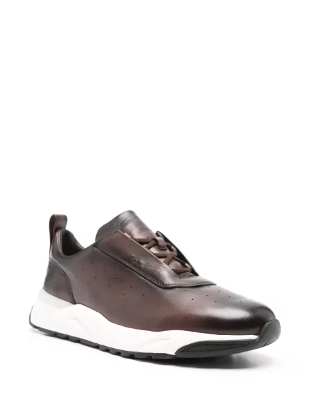 Sneakersy Santoni skórzane brązowe