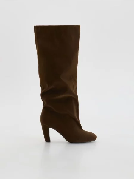 Замшевые сапоги Reserved коричневые