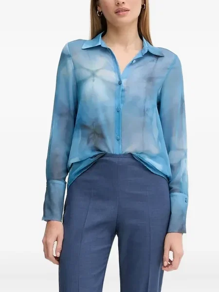 Cămașă Sandro Ferrone cu model floral cu imagine albastru