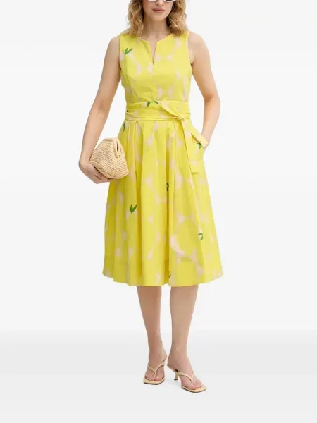 Rochie midi Oui cu imagine galben