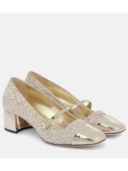 Pantofi cu toc Jimmy Choo din piele auriu