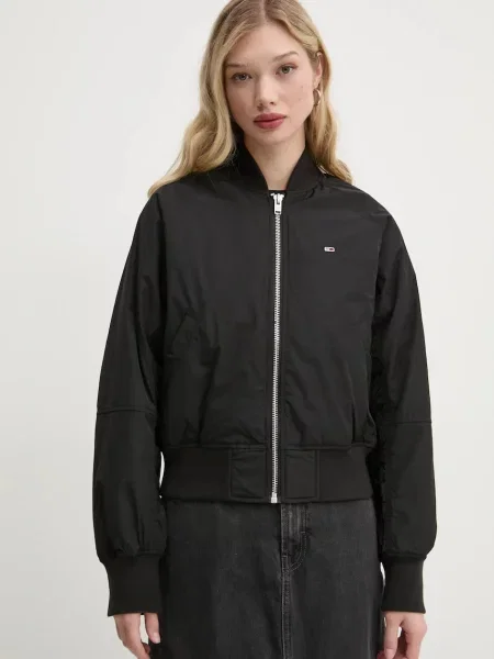 Tommy Jeans geaca bomber femei de tranzitie oversize negru