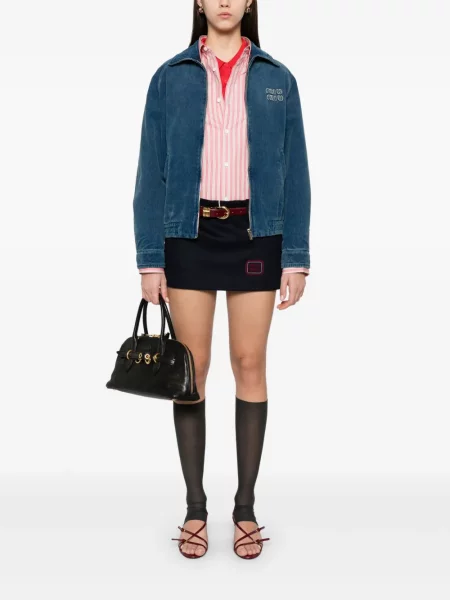 Fusta mini Miu Miu cu broderie albastru