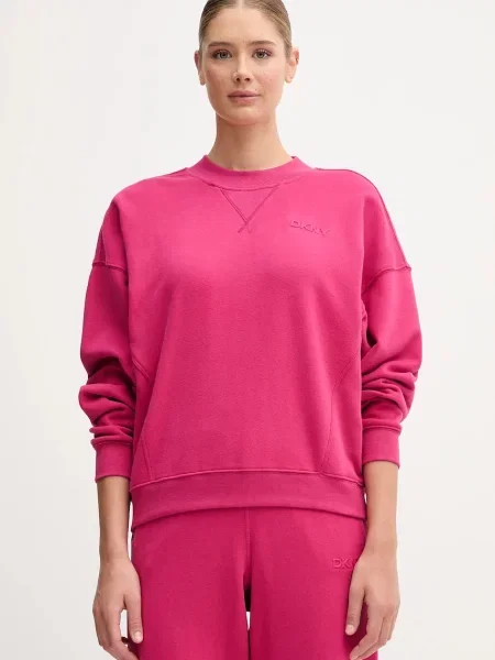 Dkny bluza gładka różowy