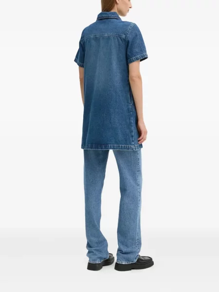 Mała sukienka jeansowa A.p.c. z kieszenią przednią garniturowa niebieska