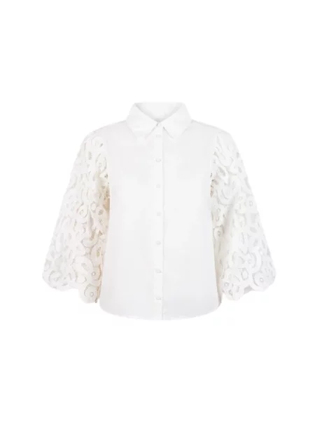 Koszula Jansen Amsterdam elegancka z koronkowym rękawem biała