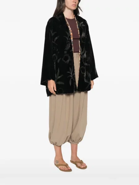 Geacă Why Ci de catifea cu model floral cu imagine negru