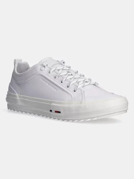 Кожени маратонки Tommy Hilfiger TH HI VULC CLEAT LOW LTH бяло