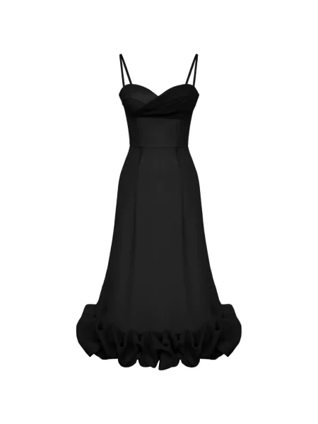 Rochie midi Post Meridiem cu volane negru