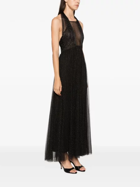 Rochie maxi Twinset cu gât halter negru