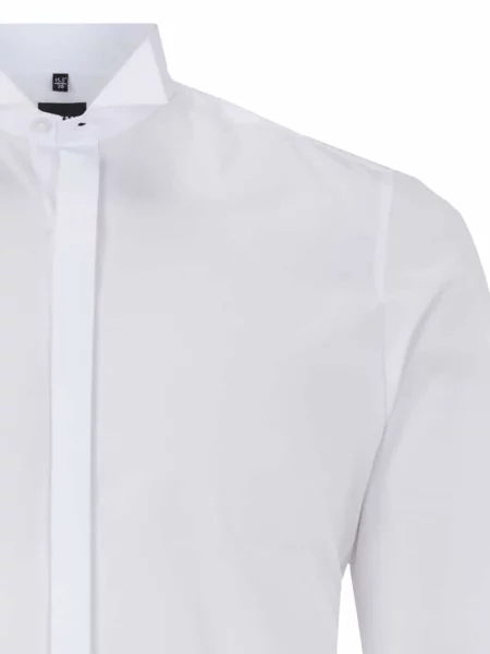 Koszula smokingowa o kroju slim fit z popeliny z dodatkiem streczu Olymp Level Five biała