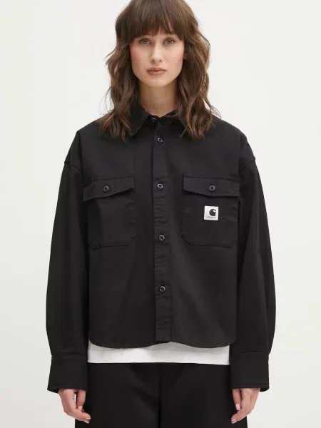 Carhartt WIP cămașă din W Kelly Shirt Jac cu guler clasic relaxed negru