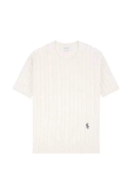 Pulover Sporty & Rich tricotate alb