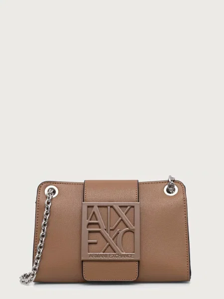 Armani Exchange geantă poștaș pentru femei cu imitație de piele bej