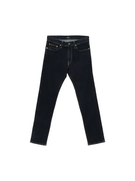 Lniane jeansy straight leg Polo Ralph Lauren niebieskie